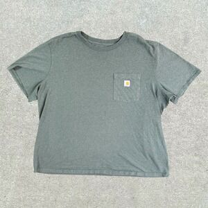 Carhartt Shirt Women 2X Original Fit Green Pocket Tee‎ Short Sleeve Workwear
